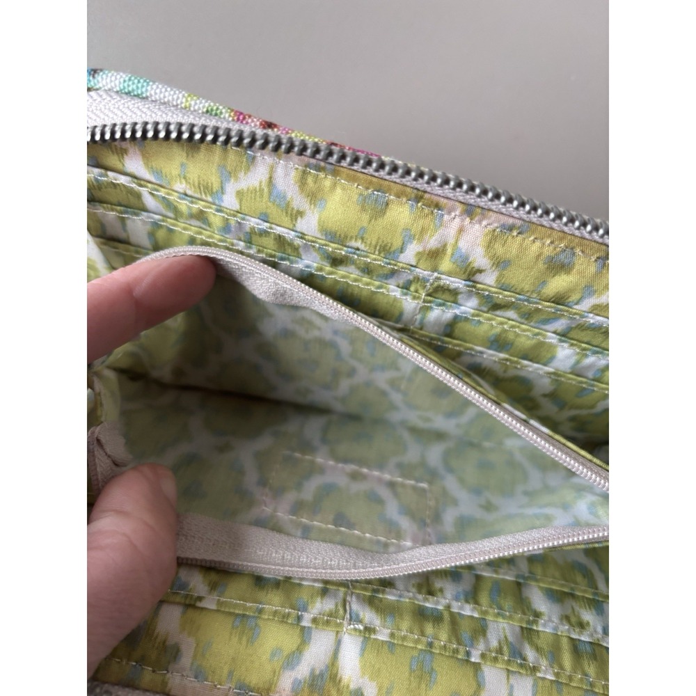 Dena Zip Around Canvas Pink Floral Green Women's Wallet 7.5"x4" - Picture 6 of 8